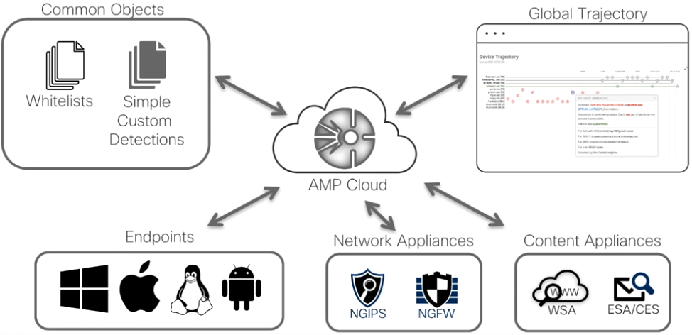 Cisco AMP Global Trajectory Common Detections on AMP Cloud